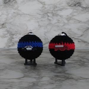 Thin blue line crochet ornament